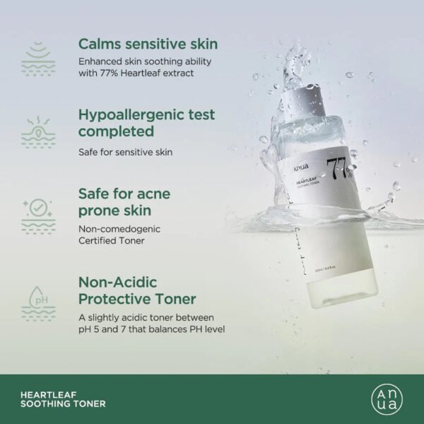 Anua] Heartleaf 77% Soothing Toner 250ml - Image 3