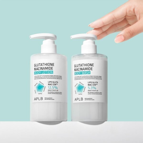 APLB - Glutathione Niacinamide Body Wash - 300ml (1ea) + Glutathione Niacinamide Body Lotion - 300ml (1ea) Set