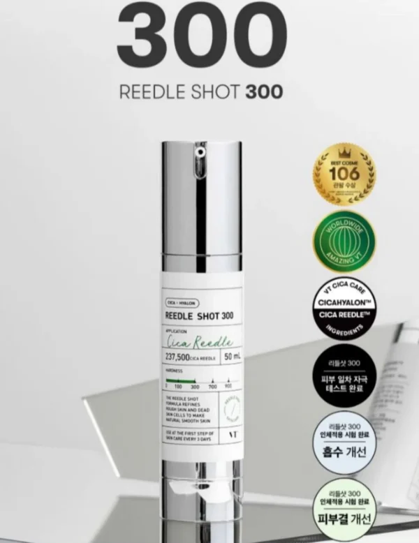 VT COSMETICS CICA Reedle Shot 300, Advanced Night Exosome, Microneedling Serum, Centella Asiatica, Hyaluronic Acid, Propolis, Soft Skin, Regeneration, Glass Skin, Korean Skin Booster 1.69Fl Oz (50ml) - Image 3