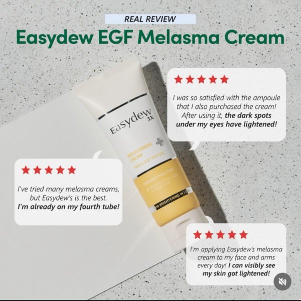 EASYDEW DW-EGF Peptide Melatoning Cream for Radiant Skin and Restores Sun Damaged Skin with Glutathione - Evens Skin Tone, Moisture Glow Skin, 3.6 oz. - Image 3