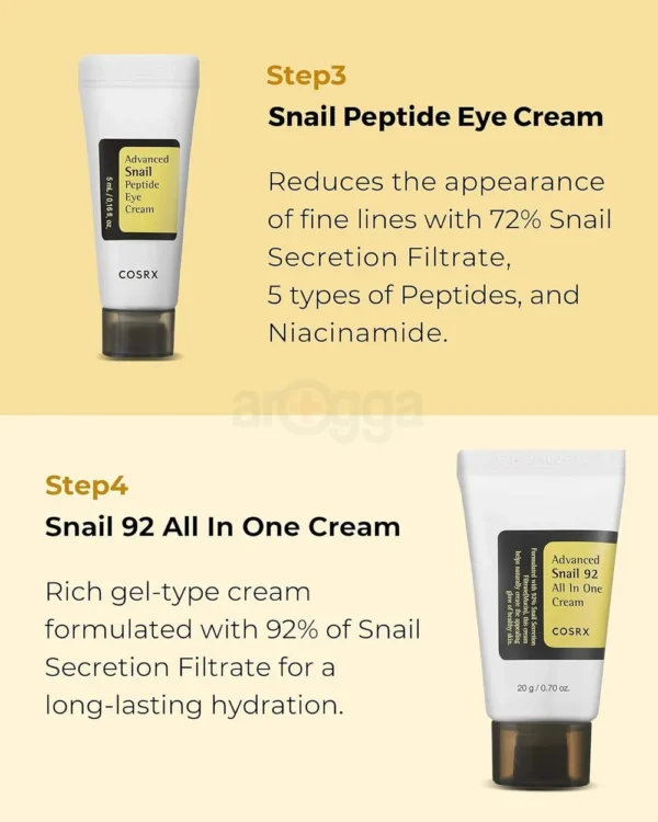 COSRX All About Snail Mucin Korean Skin Care Set, Travel Size Gift Set with Snail Mucin Face Wash, Serum, Moisturizer & Eye Cream, Mini Travel Essentials, Rejuvenating Kit - Image 6