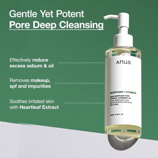 Anua Heartleaf Pore Control Cleansing Oil, Oil Cleanser for Face, Makeup Blackhead Remover, Korean Skin Care 6.76 fl oz(200ml) (original) - Image 2