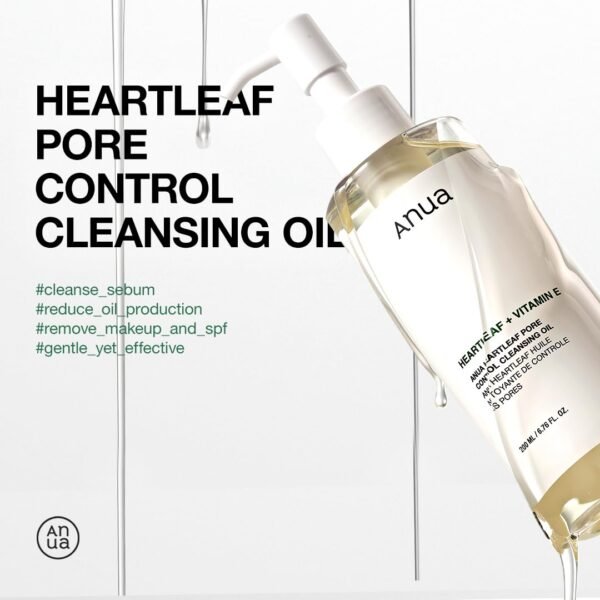 Anua Heartleaf Pore Control Cleansing Oil, Oil Cleanser for Face, Makeup Blackhead Remover, Korean Skin Care 6.76 fl oz(200ml) (original) - Image 3