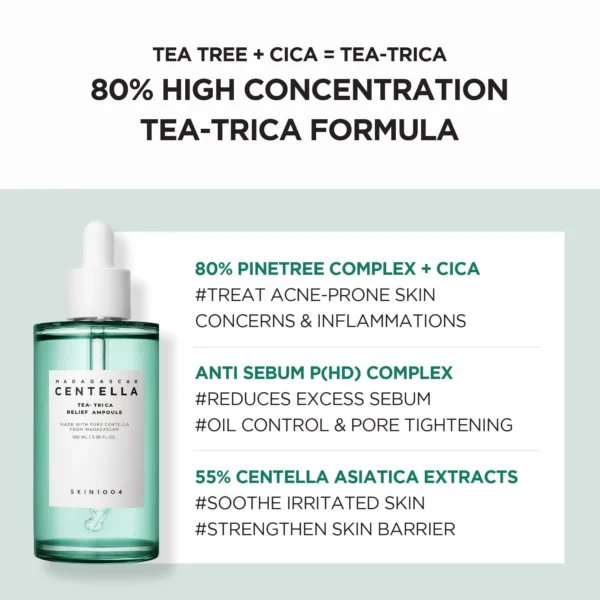 SKIN1004 Tea-Trica Relief Ampoule 3.38 fl. oz, 100ml, Soothing Hydration for Sensitive Skin - Image 2