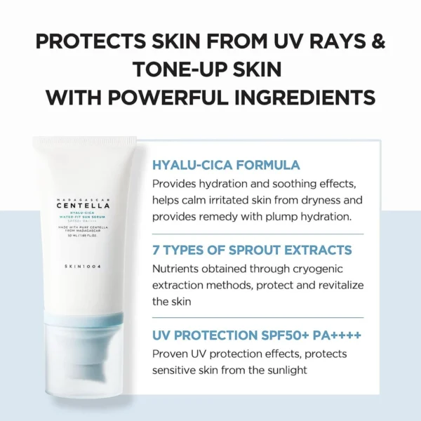 Skin1004 Madagascar Centella Hyalu-Cica Water-Fit Sun Serum (50ml x 2) Twin Pack - Image 6