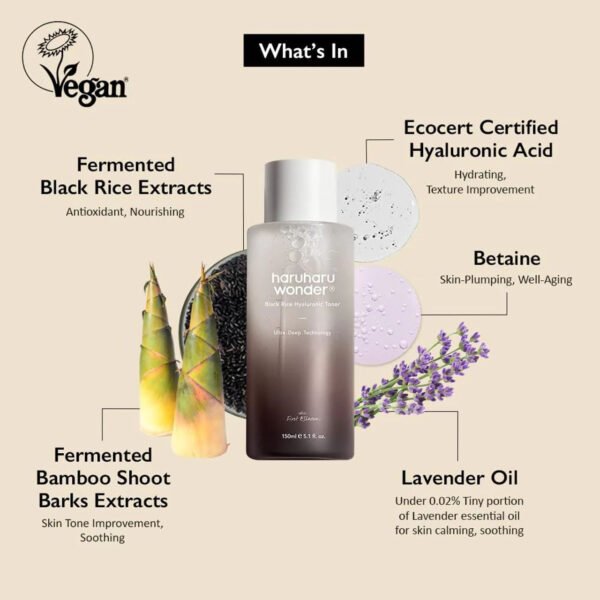 Haruharu Wonder Black Rice Hyaluronic Toner 5.1 fl.oz / 150ml | Face Moisturizer, Facial Toner for All Skin Types | Vegan, Cruelty Free, EWG-Green - Image 4