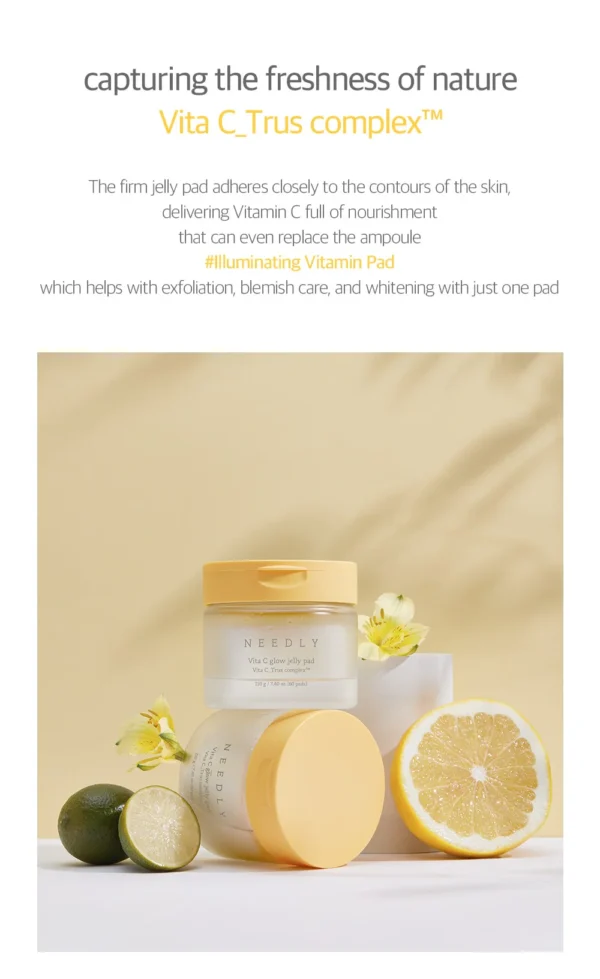NEEDLY | Vita C Glow Jelly Pad | Brightening Toner Pad for Exfoliation, Blemish Care, and Tone Improvement - Image 5