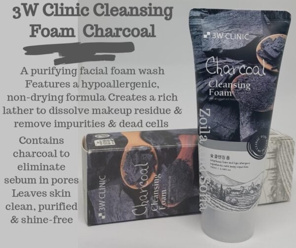 3W CLINIC CHARCOAL CLEANSING FOAM- 100ML - Image 4