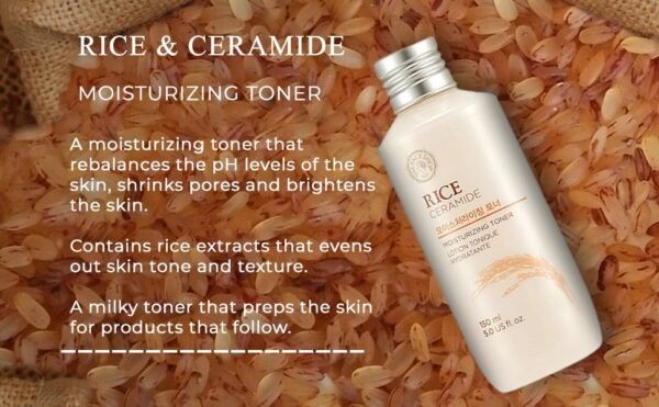 The Face Shop Rice Ceramide Moisturizing Toner - Rice Extract Rice Toner for Face - Strengthens Skin Barrier - Hydrating Targets Dryness - Lightweight Face Moisturizer - Glow Essence Korean Skin Care - Image 5