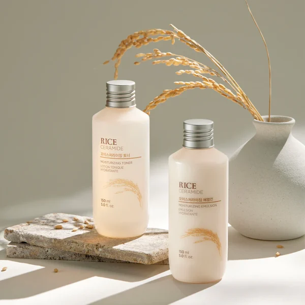 The Face Shop Rice Ceramide Moisturizing Toner - Rice Extract Rice Toner for Face - Strengthens Skin Barrier - Hydrating Targets Dryness - Lightweight Face Moisturizer - Glow Essence Korean Skin Care