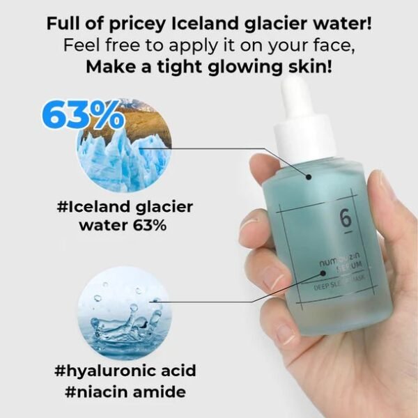 numbuzin No.6 Serum | Deep Sleep Mask Serum | Iceland Glacier Water for Instant and Long-lasting Hydration with Hyaluronic Acid & Niacinamide | Korean Skincare for Dry Skin | 1.69 fl. oz. - Image 2