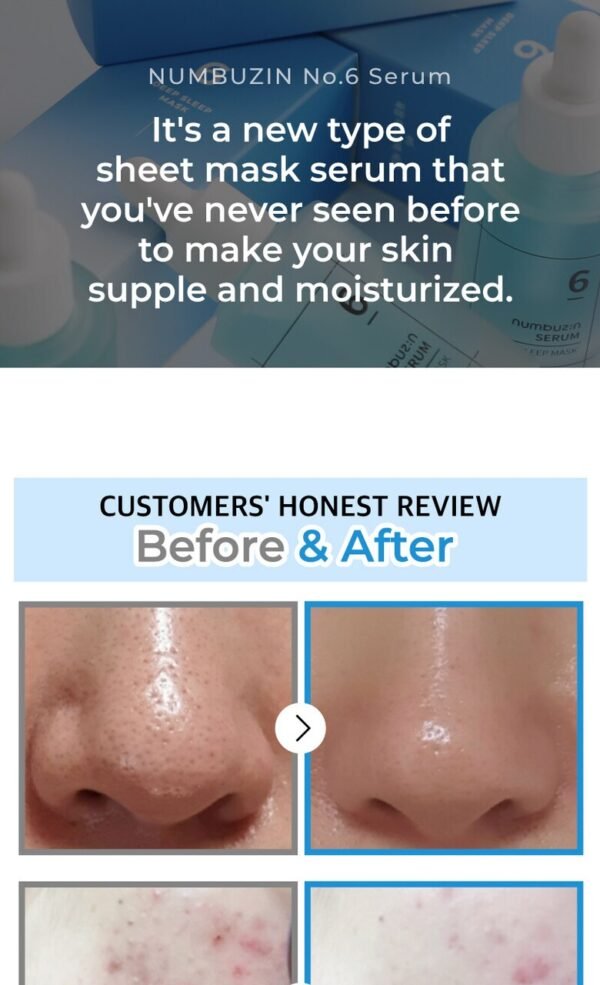 numbuzin No.6 Serum | Deep Sleep Mask Serum | Iceland Glacier Water for Instant and Long-lasting Hydration with Hyaluronic Acid & Niacinamide | Korean Skincare for Dry Skin | 1.69 fl. oz. - Image 6