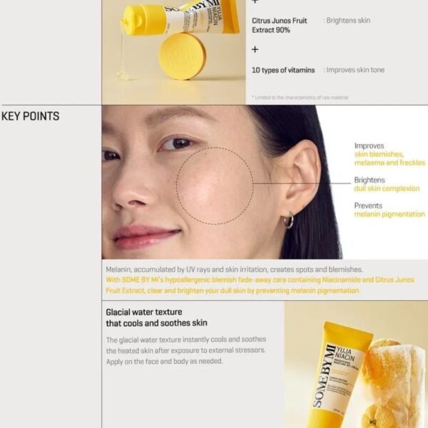 SOME BY MI 2024 Yuja Niacin Brightening Moisture Gel Cream - 3.38Oz, 100ml - Made from 10 Vitamin for Dull-Looking Skin - Mild Moisturizer for Skin Calming, Melasma and Blemish Care - Korean Skin Care - Image 7
