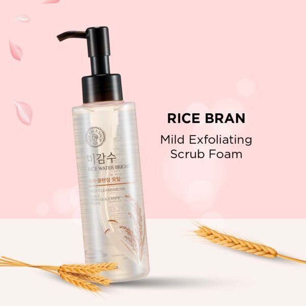 The Face Shop Rice Water Bright Light Facial Cleansing Oil, Daily Makeup Remover, Oil Cleanser, Vegan, Korean Skin Care with Jojoba Oil, Face Wash for Sensitive, Normal & Oily Skin, Face Pore Cleanser - Image 6