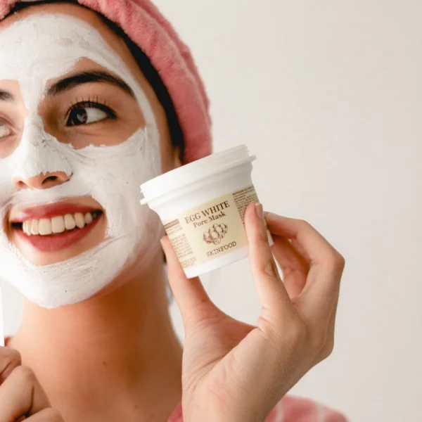 [SKINFOOD] Egg White Pore Mask 120g (4.23 Fl Oz), Clay Mask Pore Tightening Exfoliator, Sebum Absorption Hydra Exfoliant (4.23 oz) - Image 5