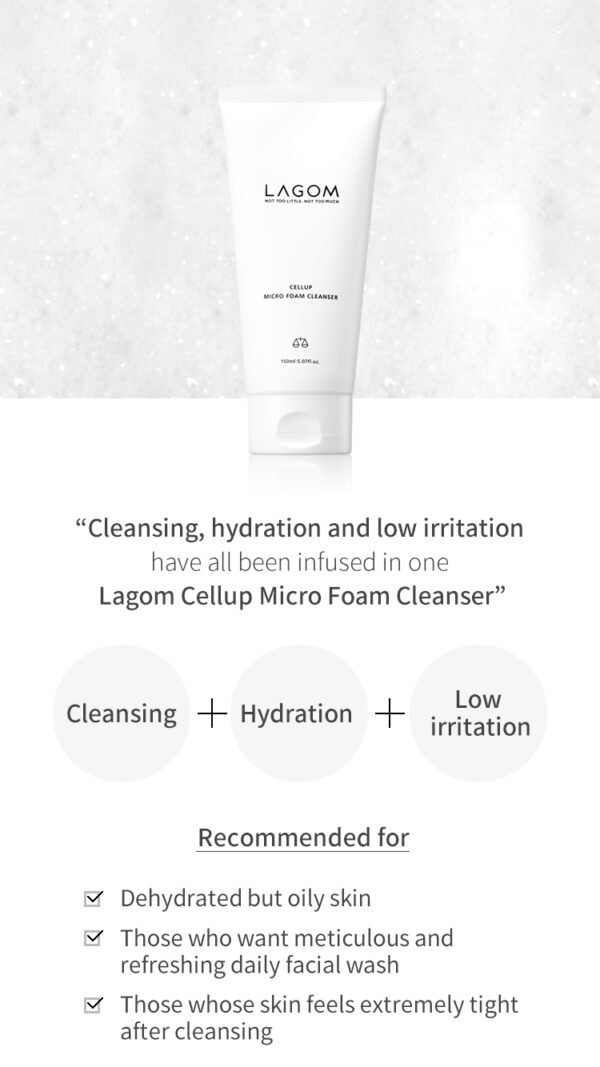 LAGOM Cellup Micro Deep Cleansing Foam | Hydrating Face Wash Cleanser, Korean Makeup Remover, Moisturizing, Dense Soft Micro Bubbles 4.05 Fl Oz - Image 4