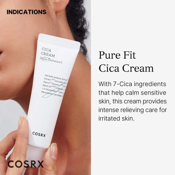 COSRX Pure Fit Cica Cream, 50ml / 1.69 fl.oz | Centella Asiatica Face Moisturizer Recommended for Acne-Prone Skin, Reduce Redness | Not Tested on Animals, Korean Skincare - Image 3