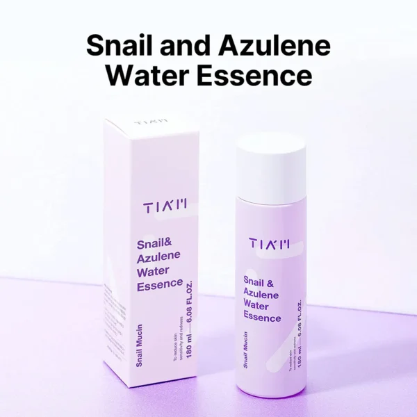 TIAM Snail & Azulene Water Essence, 6.1 fl oz, Snail Mucin Essence Facial Toner, Calming, Hydrating with Snail Secretion Filtrate, Korean Skin Care