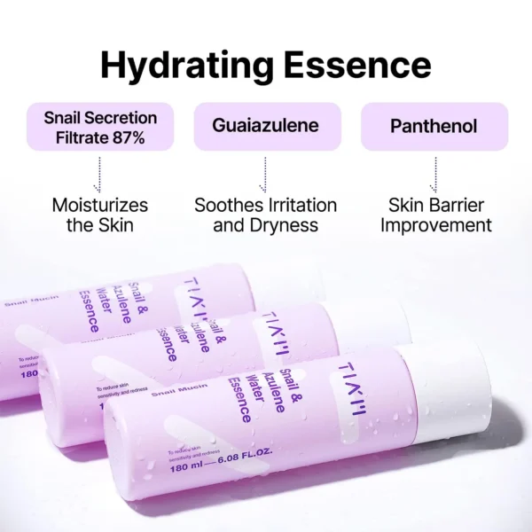 TIAM Snail & Azulene Water Essence, 6.1 fl oz, Snail Mucin Essence Facial Toner, Calming, Hydrating with Snail Secretion Filtrate, Korean Skin Care - Image 4
