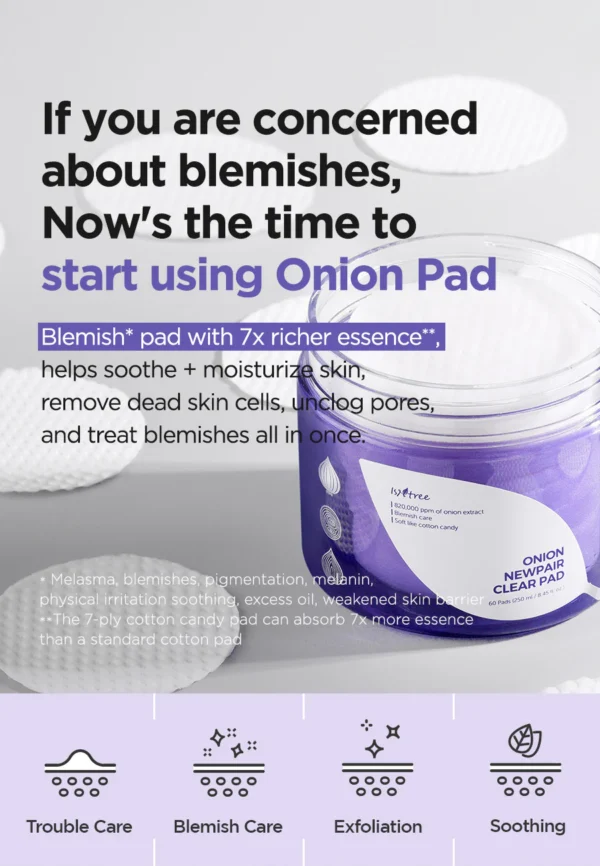 ISNTREE Onion Newpair clear pad 250ml 8.45 fl.oz for blemish care soft texture pad - Image 2