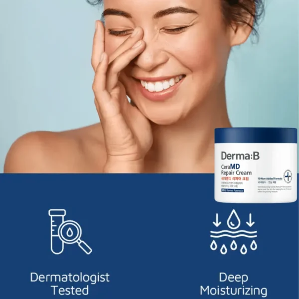 DERMA B | CeraMD Repair Body Cream | Unscented Hydrating & Moisturizing Cream for Dry Skin | Relieves Itchiness | Fragrance Free with Ceramide & Panthenol | Korean Skin Care | 14.54 fl oz (430ml) - Image 3