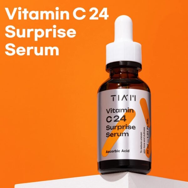 TIAM Vitamin C24 Surprise Serum, 1.01 fl oz, Glow-Boosting & Anti-Aging with Vitamin E and Ferulic Acid for Dull Skin and Fine Lines, Korean Skin Care