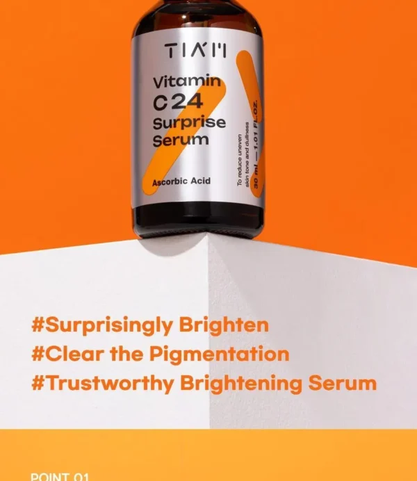 TIAM Vitamin C24 Surprise Serum, 1.01 fl oz, Glow-Boosting & Anti-Aging with Vitamin E and Ferulic Acid for Dull Skin and Fine Lines, Korean Skin Care - Image 3