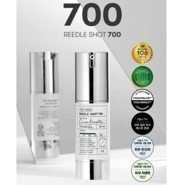 VT COSMETICS CICA Reedle Shot 700, Spicule Microneedling Serum for Pore Care&Exfoliation, Exosome&Centella Asiatica for Glass Skin, Acne&Blemish Care, Korean Liquid Skin Booster (1 Fl Oz / 30ml)