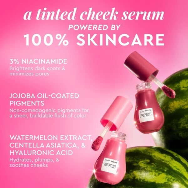 Glow Recipe Dewy Flush Duo - Berry Flush & Watermelon Flush Niacinamide Dewy Flush Tinted Serums - Glowy, Hydrating Cheek & Lip Stain for a Fresh, Dewy Flush (SET) - Image 2