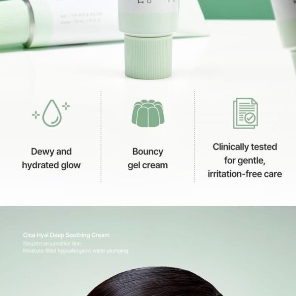 NEW mixsoon Cica Hyal Deep Soothing Cream, 1.69 Fl. Oz / 50ml Lightweight Moisturizer Gel Cream for Sensitive Skin with Centella Asiatica Hyaluronic Acid Ceramide & Panthenol Korea Glass Skin Care - Image 4