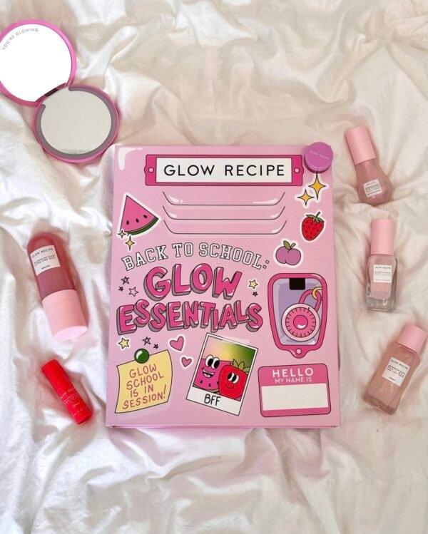 Glow Recipe Back to School Essentials Kit - Watermelon Toner (40ml) + Dew Drops (15ml) + Blur Drop (5ml) + Pink Juice Moisturizer (25ml) + Watermelon Mist (75ml) + Plum Plum Hyaluronic Lip Gloss