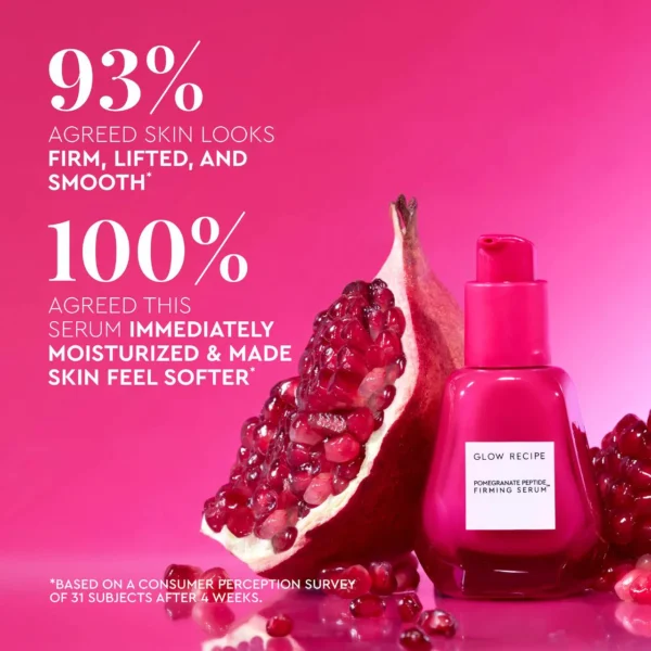 Glow Recipe Pomegranate Copper Peptides Face Serum - Plumping, Firming Multi Peptide Anti Aging Serum for Women & Men + Hydrating Hyaluronic Acid to Smooth Lines, Support Collagen & Skin Elastin, 30ml - Image 2