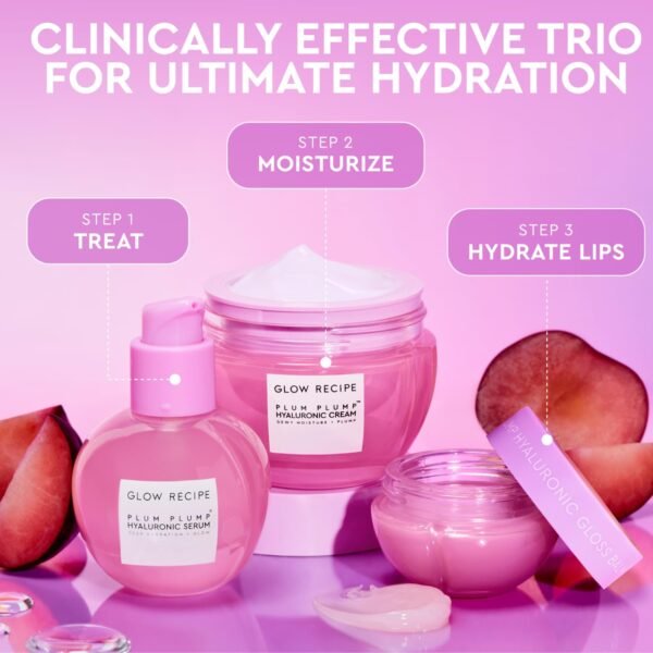 Glow Recipe Plum Plump Hyaluronic Acid Face Cream - Hydrating, Firming & Plumping Facial Moisturizer for Women & Men - Korean Skin Care with Polyglutamic Peptides to Reduce Dry Skin Wrinkles (50ml) - Image 3