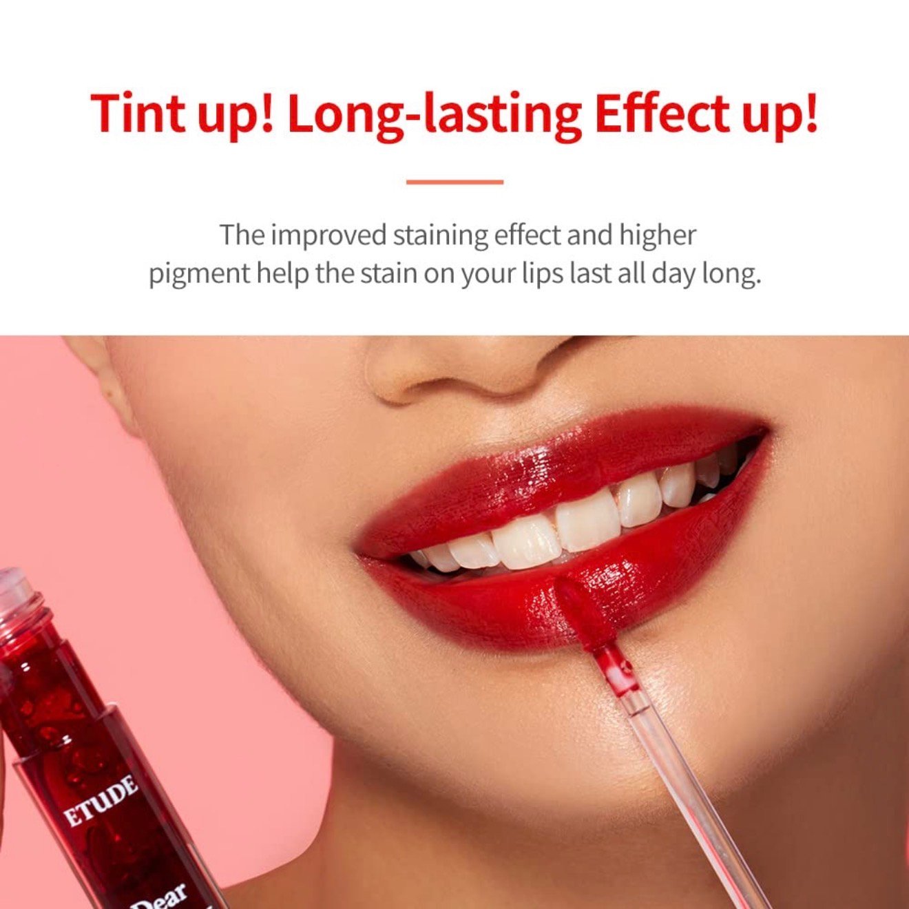 ETUDE Dear Darling Water Gel Tint (#RD302 Dracula Red) (21AD) | Long-lasting Effect up with Fruity, Juicy, Moist, and Vivid coloring 5 ETUDE Dear Darling Water Gel Tint (#RD302 Dracula Red) (21AD) | Long-lasting Effect up with Fruity, Juicy, Moist, and Vivid coloring - Image 5