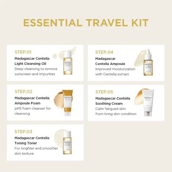 SKIN1004 Madagascar Centella Travel Kit, Toner, Ampoule, Soothing Cream, Cleansing Oil, Ampoule Foam 3 SKIN1004 Madagascar Centella Travel Kit, Toner, Ampoule, Soothing Cream, Cleansing Oil, Ampoule Foam - Image 3