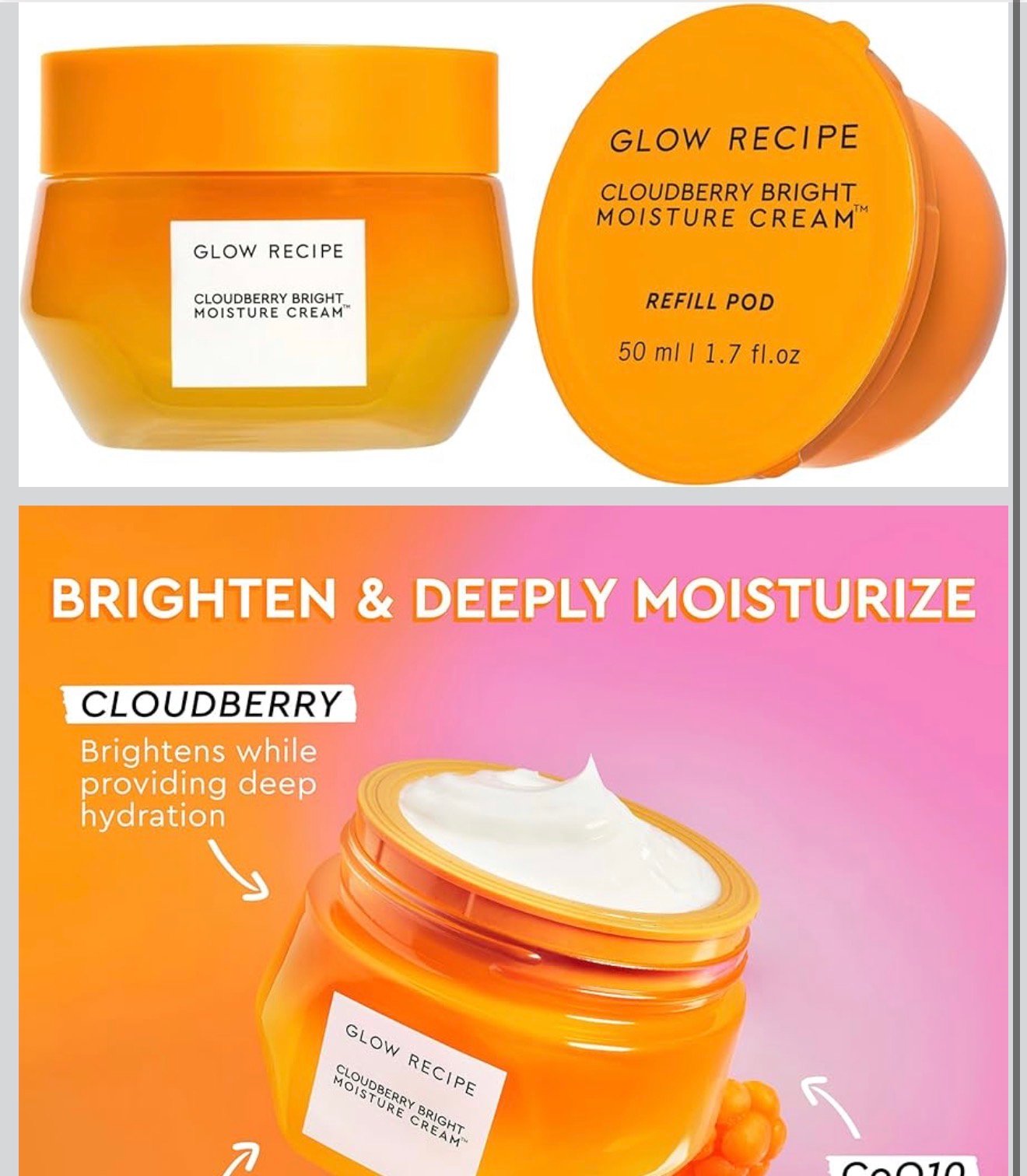 Glow Recipe Cloudberry Brightening Cream & Refill Pod - Ultra Moisturizing Korean Face Cream for Women with CoQ10, Multi Peptides & Vitamin C to Brighten, Repair Skin Barrier & Even Skin Tone (50ml/each 5 Glow Recipe Cloudberry Brightening Cream & Refill Pod - Ultra Moisturizing Korean Face Cream for Women with CoQ10, Multi Peptides & Vitamin C to Brighten, Repair Skin Barrier & Even Skin Tone (50ml/each - Image 5