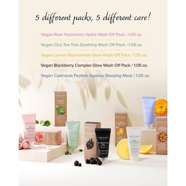 MARY & MAY – Vegan Wash Off Mask 5 piece Gift Set - Image 3