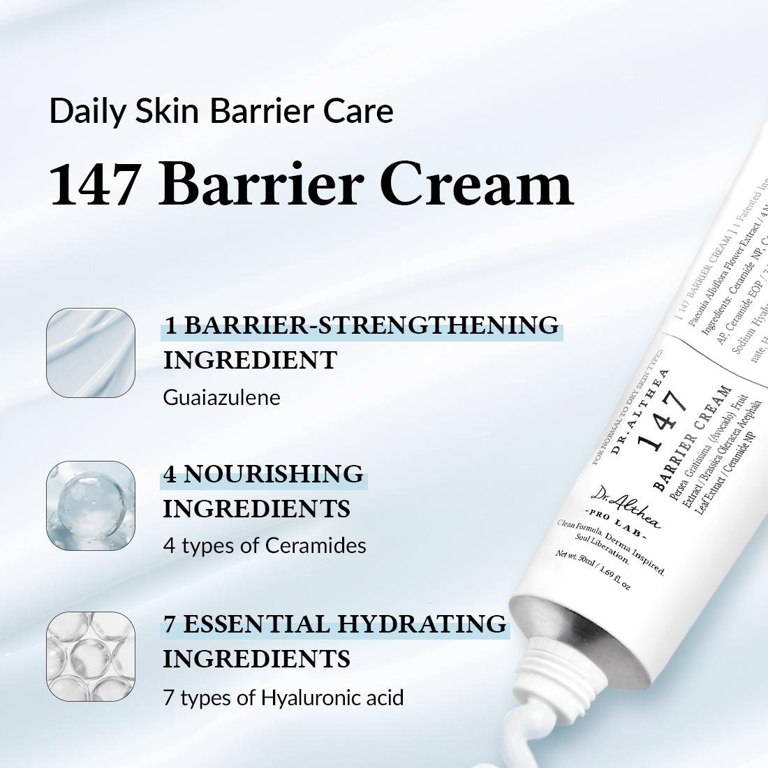 Dr.Althea 147 Barrier Cream | Daily Skin Barrier Care | Deep Hydrating with Hyaluronic Acid & Ceramides | Korean Vegan Skincare for All Skin Types | 1.7 Fl Oz 1 Dr.Althea 147 Barrier Cream | Daily Skin Barrier Care | Deep Hydrating with Hyaluronic Acid & Ceramides | Korean Vegan Skincare for All Skin Types | 1.7 Fl Oz