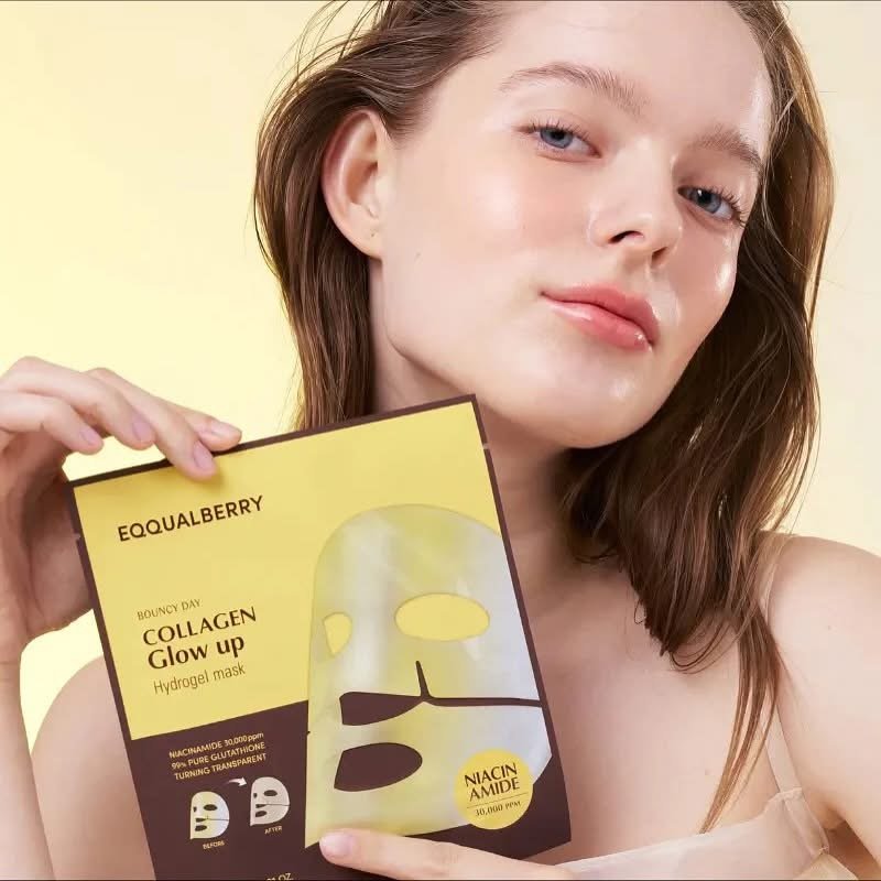 EQQUALBERRY Collagen Glow Up Mask - Niacinamide & Low Molecular Collagen for Brightening and Radiance Boosting | Korean Collagen Face Mask for Glass Skin, 4 Sheets, 1.01 OZ. 🌟🍋🍊 ✅PRICE $80 for 1 Mask 1 EQQUALBERRY Collagen Glow Up Mask - Niacinamide & Low Molecular Collagen for Brightening and Radiance Boosting | Korean Collagen Face Mask for Glass Skin, 4 Sheets, 1.01 OZ. 🌟🍋🍊 ✅PRICE $80 for 1 Mask