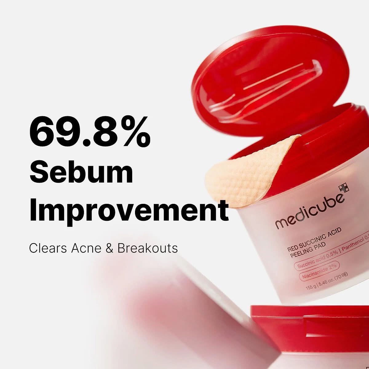 Medicube Red Succinic Acid Panthenol Facial Peeling Pads - Exfoliating Toner Pads for Breakout-Prone Skin with Niacinamide, AHA, BHA, and Soothing Panthenol - Non-Comedogenic 2 Medicube Red Succinic Acid Panthenol Facial Peeling Pads - Exfoliating Toner Pads for Breakout-Prone Skin with Niacinamide, AHA, BHA, and Soothing Panthenol - Non-Comedogenic - Image 2