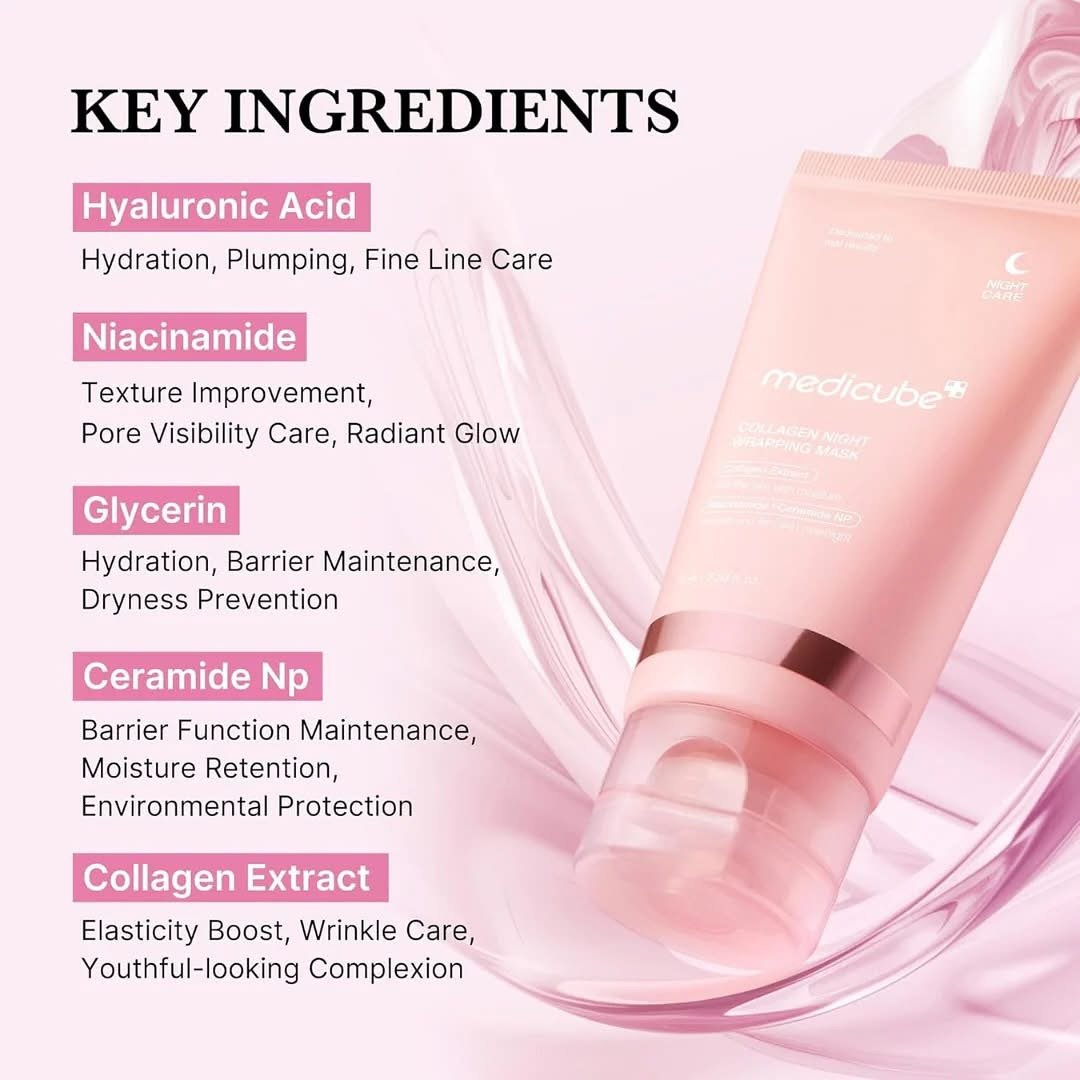 medicube Collagen Overnight Wrapping Peel Off Facial Mask Pack - Elasticity & Hydration Care, Reduces Sagging & Dullness - Hydrolyzed Collagen For Glowing Skin - Korean Skin Care, 2.53 fl.o 4 medicube Collagen Overnight Wrapping Peel Off Facial Mask Pack - Elasticity & Hydration Care, Reduces Sagging & Dullness - Hydrolyzed Collagen For Glowing Skin - Korean Skin Care, 2.53 fl.o - Image 4