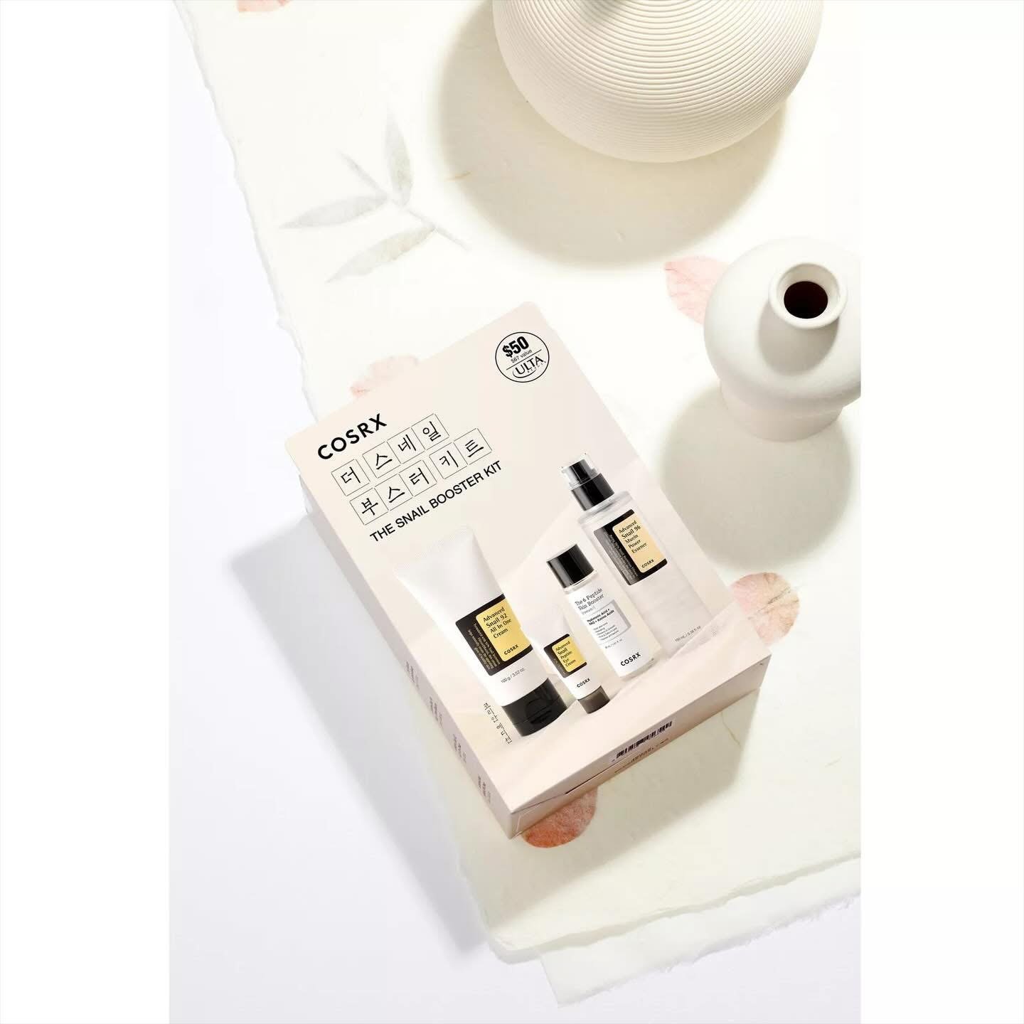 COSRX The Snail Booster Kit The Snail Booster Kit is a four-piece set of COSRX’s most coveted skincare essentials. This kit is designed to improve skin texture and provide long lasting moisture. 2 COSRX The Snail Booster Kit The Snail Booster Kit is a four-piece set of COSRX’s most coveted skincare essentials. This kit is designed to improve skin texture and provide long lasting moisture. - Image 2