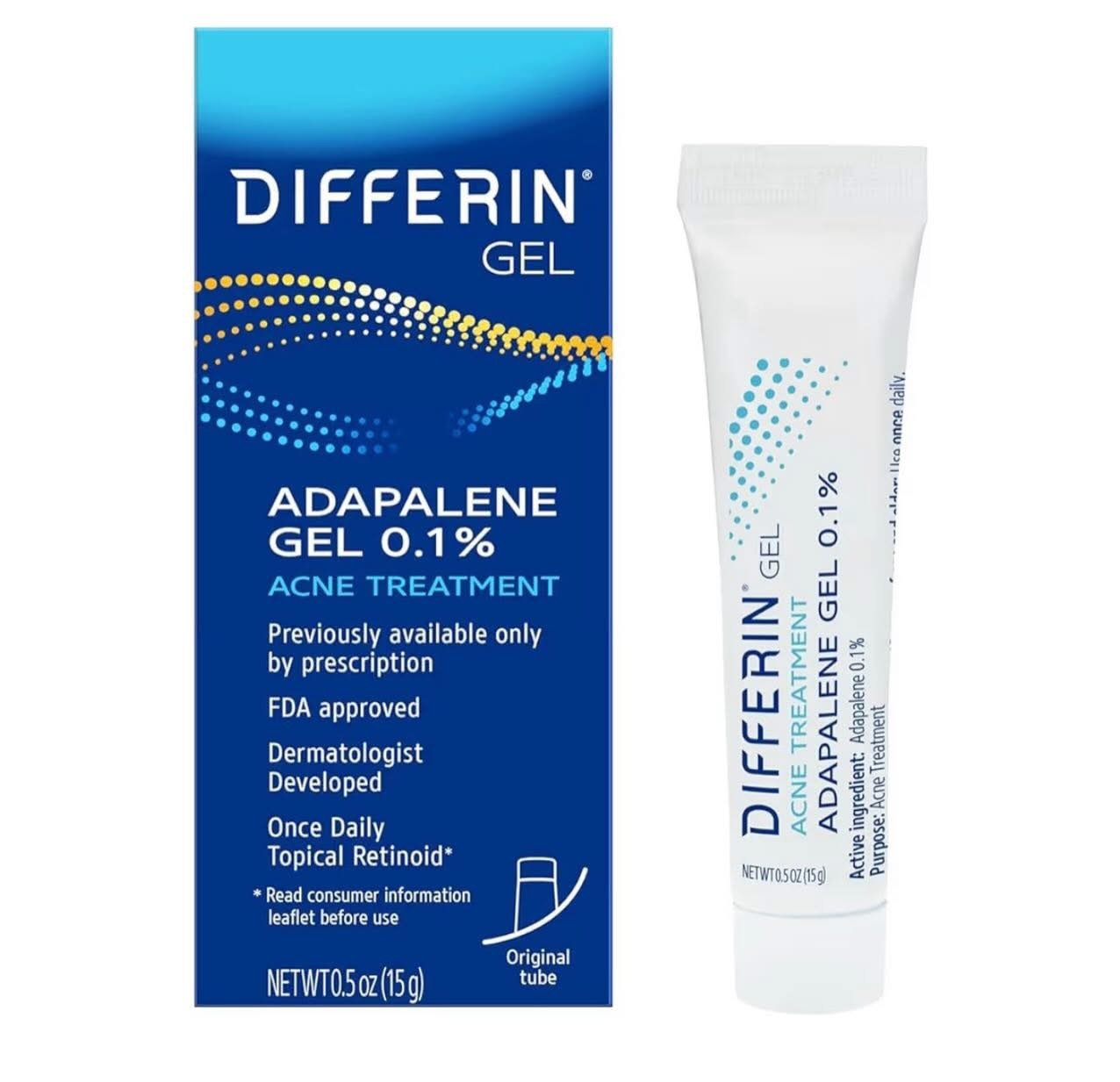 Differin Acne Treatment Gel, 30 Day Supply, Retinoid Treatment for Face with 0.1% Adapalene, Gentle Skin Care for Acne Prone Sensitive Skin, 0.5oz 15g Tube (Packaging May Vary) 1 Differin Acne Treatment Gel, 30 Day Supply, Retinoid Treatment for Face with 0.1% Adapalene, Gentle Skin Care for Acne Prone Sensitive Skin, 0.5oz 15g Tube (Packaging May Vary)